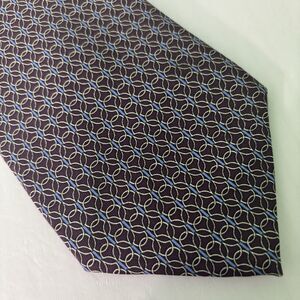 Brooks Brothers Makers Silk Necktie Tie Men's Geometric Brown Blue White USA